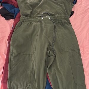 Olive Green Jogger Scrub Set